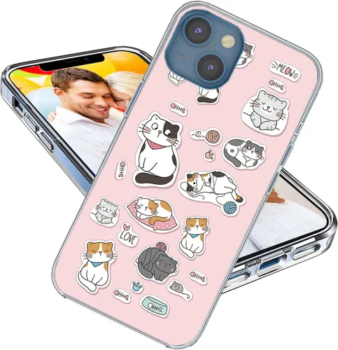Vista 10 de Funda para iPhone 14, iPhone 13 para niñas, mujeres y hombres, a prueba de golpes, delgada, suave, TPU transparente, funda protectora con diseño Un