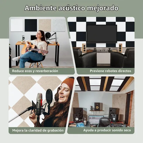 Vista 5 de TroyStudio 20 Paneles Acústicos, 12 x 12 x 0.32 Pulgadas Azulejos de Revestimiento de Pared de Fieltro de Poliéster Paneles Absorbentes de Sonido
