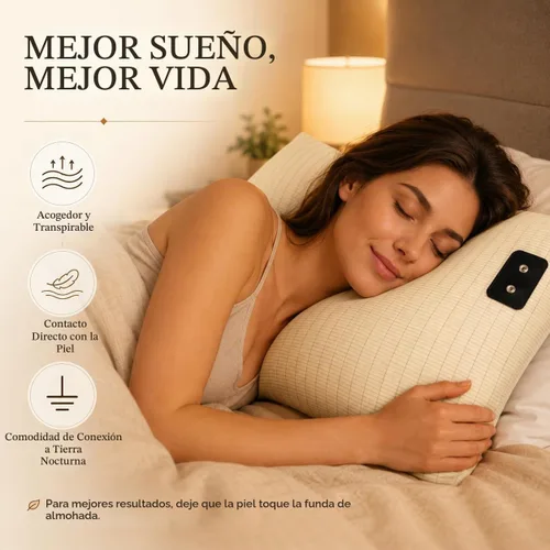 Vista 7 de Funda de Almohada con Conexión a Tierra Queen Conductiva, Fundas de Almohada con Conexión a Tierra de Algodón Orgánico, Sábanas con Conexión a