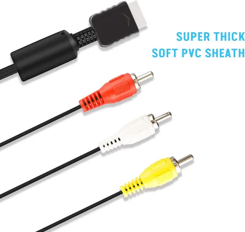 Vista 6 de Cable AV de 6 pies para PS2, PS1, PS3, AV a RCA, audio y video, cable de TV compuesto compatible con Playstation 1, 2, 3
