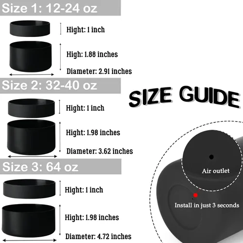 Vista 3 de 2 fundas de silicona para botella de agua, funda protectora de silicona, cubierta inferior antideslizante con anillo de silicona, sin BPA