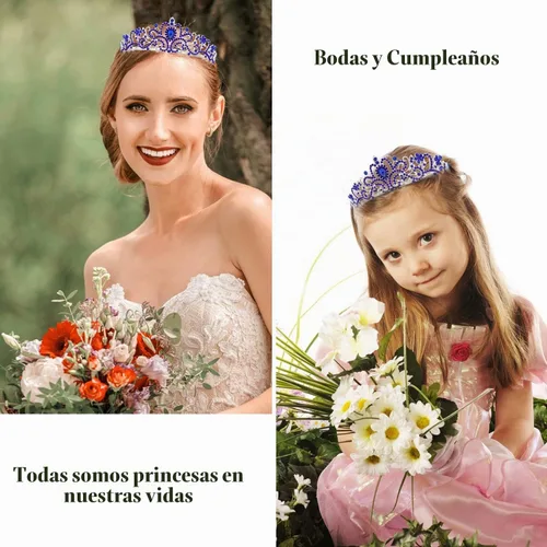 Vista 4 de Velscrun Tiara - Corona de Reina de Cumpleaños con Diamantes de Imitación y Banda Tiara de cumpleaños 27