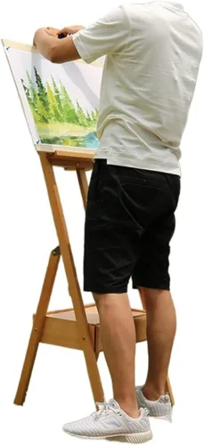 Vista 4 de MaGiLL Caballete de madera maciza Caballete de pintura al óleo para artista, Caballete de pintura, soporte grande para pintura de acuarela