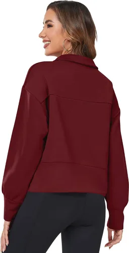 Vista 2 de ANGGREK Sudaderas con media cremallera para mujer, de manga larga, estilo casual, Y2K, ropa de invierno S-XXL