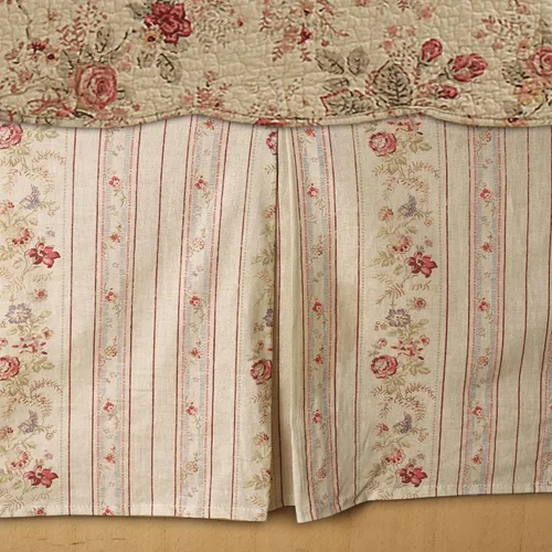 Vista 4 de Greenland Home Falda de cama con rosas antiguas, individual, multicolor