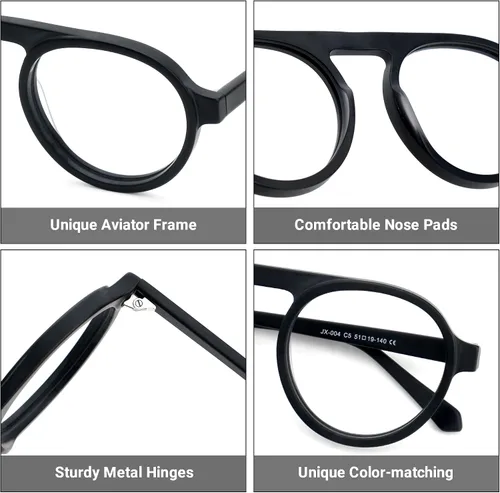 Vista 6 de Zeelool Gafas de aviador para hombre con lente transparente sin receta JGA173695