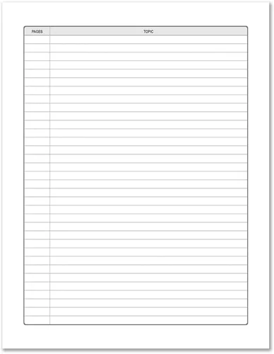 Vista 2 de BookFactory Sistema universal de toma de notas (notas Cornell) / cuaderno para tomar notas - 120 páginas, 8'' x 10'' - cubierta encuadernada