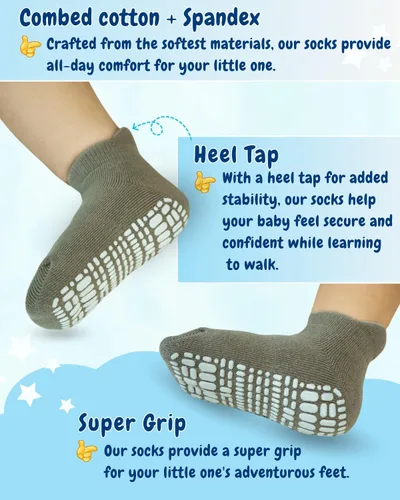 Vista 3 de RATIVE Calcetines antideslizantes con puños para bebés, niños y niñas
