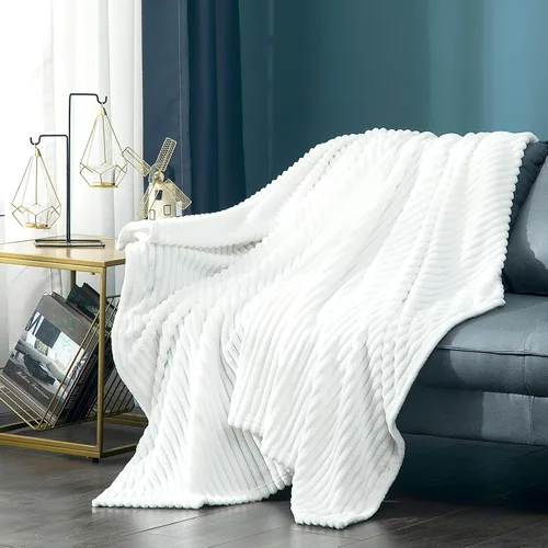 Vista 49 de Vessia - Manta de forro polar de franela (50x70 pulgadas), manta 3D de jacquard negra, esponjosa y cálida para sofá, sillón, cama, silla, 300GSM