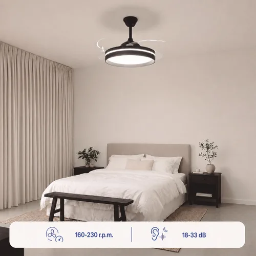 Vista 5 de Ventilador de Techo con Luz LED, 4 Aspas Retráctiles y Mando a Distancia InnovaGoods