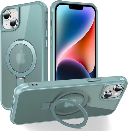 Vista 10 de CHAOFEnG Funda magnética compatible con iPhone 11 con soporte, prueba de caídas de grado militar, compatible con imán, anillo translúcido, parte