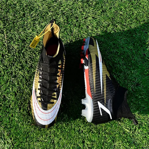 Vista 4 de Botas de fútbol para hombre, zapatos de fútbol, zapatos de punta, zapatillas de deporte cómodas para adultos, atlético, al aire