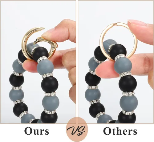 Vista 3 de Llavero pulsera elástica de silicona con cuentas de moda brazalete para llaves de coche para mujeres y hombres