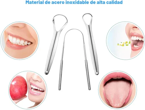 Vista 5 de 3 raspadores de lengua de metal, raspadores de lengua para adultos, raspadores de lengua de acero inoxidable, raspadores de lengua portátiles. YLYL