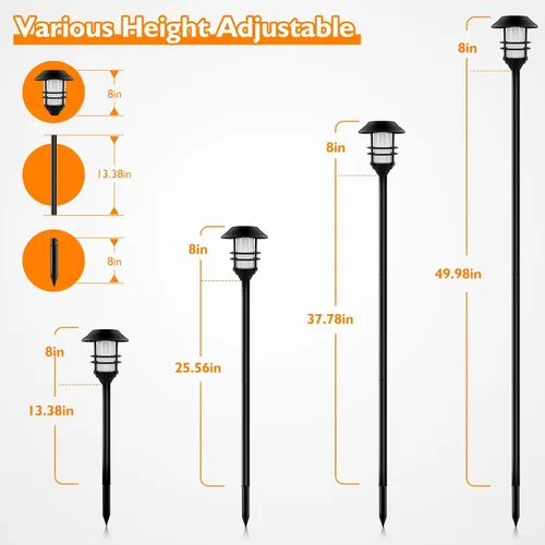 Vista 5 de Luces solares de llama – Luces solares para exteriores de 55 pulgadas de alto 100 % metal, luz solar LED para exteriores, linterna de metal, luces
