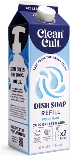 Vista 11 de Cleancult Repuesto líquido de jabón para platos (32 onzas, 1 unidad) – Poder de limpieza a base de plantas – Jabón para platos que corta la grasa