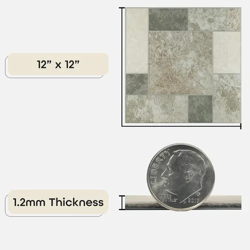Vista 3 de Achim Home Furnishings FTVGM32720 Nexus Azulejos de vinilo de 12 pulgadas, bloques de mármol, paquete de 20, mosaico beige antiguo, 30.5 cm x 30.5
