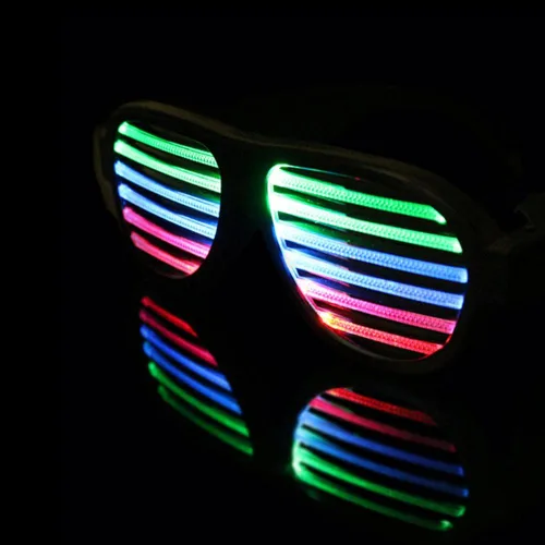 Vista 2 de Glowseen - Lentes de obturación iluminadas reactivas con sonido recargables por USB color negro