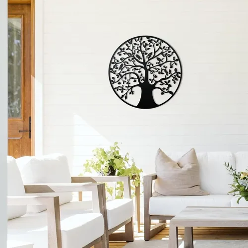 Vista 4 de Remenna Arte de pared de metal, árbol de la vida, decoración de pared de 23 pulgadas, árbol genealógico de metal, para colgar en la pared, Árbol