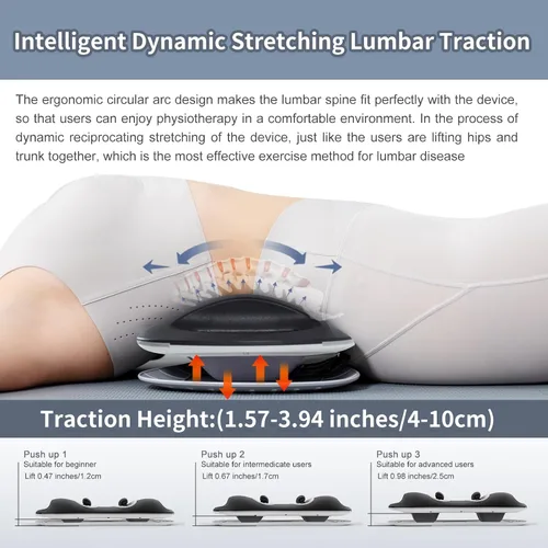 Vista 5 de ALPHAY Dispositivo de tracción lumbar multifuncional con estiramiento lumbar dinámico y masaje de amasamiento, terapia física de calor y vibración
