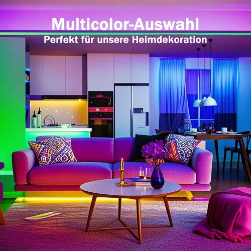 Vista 5 de Luces LED para dormitorio con alimentación USB, tiras de luz LED Bluetooth de 32.8 pies, aplicación inteligente y control remoto, IP65 resistente al
