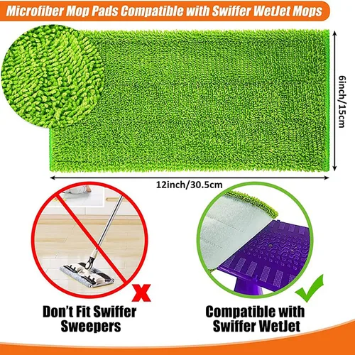 Vista 6 de 6 almohadillas de microfibra reutilizables para trapeador Swiffer WetJet