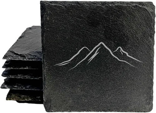 Vista 51 de Mountain Majesty - Posavasos de pizarra con impresionante diseño de escena de montaña, perfectos para decoración del hogar y la oficina y protección