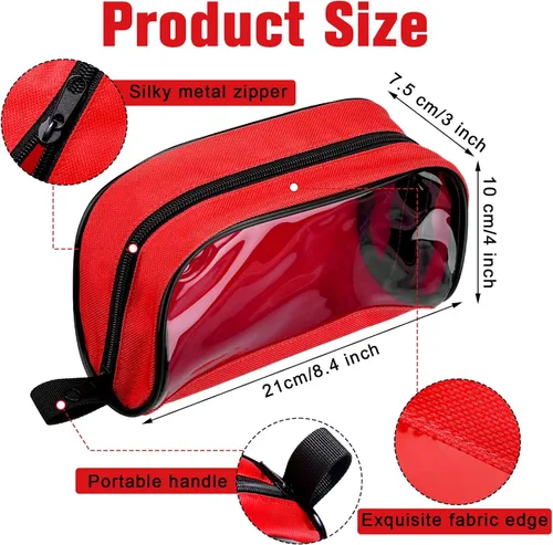 Vista 2 de Oudain 8 piezas Bolsa de primeros auxilios vacía 8 colores Bolsas de primeros auxilios portátiles Bolsa médica con cremallera y ventana transparente