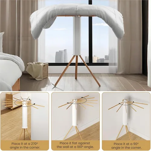 Vista 8 de Estante de secado de ropa con trípode, estante portátil y plegable para ahorrar espacio, estante de secado de ropa, ropa plegable, balcón