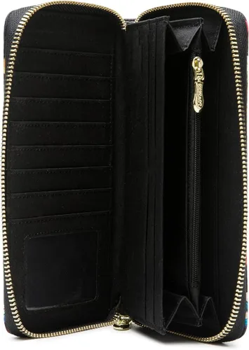 Vista 24 de Cartera de mano para mujer, estilo bohemio, con RFID, elegante, espaciosa con correa para viajes, capacidad para tarjetas, teléfono, dinero