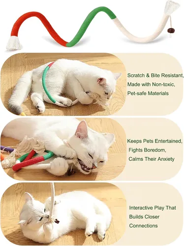 Vista 3 de Juego de túnel en S y cuerda masticable plegable y duradera, juguete interactivo para gatitos de interior para juego activo