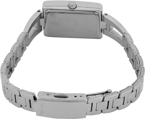 Vista 2 de Casio Core LTP1341D-5A Reloj de cuarzo de acero inoxidable plateado con esfera naranja para mujer, Naranja, Reloj de cuarzo