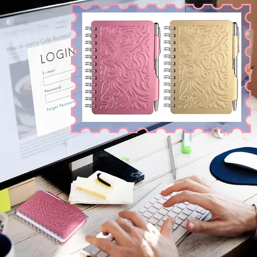 Vista 7 de Zonon 2 piezas mini libro de contraseñas con pestañas alfabéticas, libro guardador de contraseñas Metal, organizador portátil, elegante cuaderno