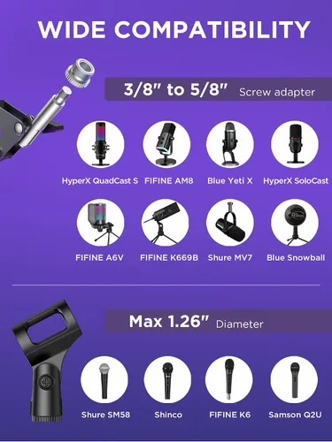 Vista 3 de InnoGear Soporte de micrófono para Blue Yeti, soporte de micrófono de servicio pesado con pantalla antiviento de micrófono y filtro pop de micrófono