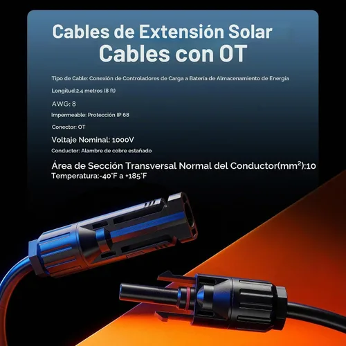 Vista 7 de Cable de extensión solar JJN 8AWG 10mm² 20 pies