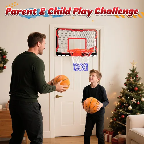 Vista 7 de Aro de Baloncesto Mini EagleStone para Puerta y Pared, Llanta Plegable con 3 Bolas y Bomba, Juego de Juguete de Baloncesto para Interiores