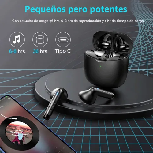 Vista 7 de Auriculares inalámbricos, auriculares Bluetooth 5.4, graves estéreo, auriculares Bluetooth en el oído con cancelación de ruido, auriculares IP7 Negro