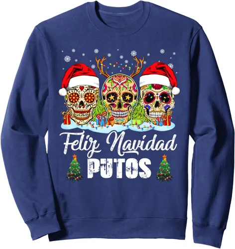 Vista 4 de Feliz Navidad Putos - Sudadera fea navideña