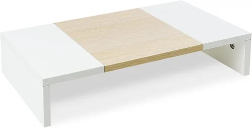 Vista 9 de TEAMIX Paquete de 2 soportes para monitor de 20 pulgadas, soporte de escritorio negro para PC/TV/portátil/impresora, organizador de estante