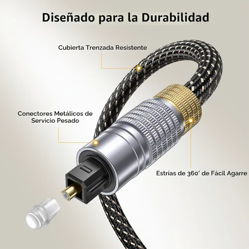 Vista 5 de Cable Matters - Cable de audio óptico corto de alta calidad, cable Toslink