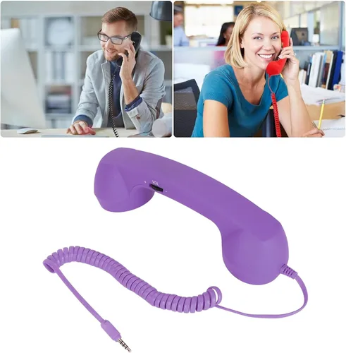 Vista 5 de Auricular de teléfono retro de 0.138 in para teléfono celular, receptor de teléfono móvil de mano con altavoz de micrófono incorporado, accesorio