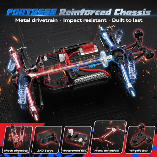 Vista 6 de JM Racing 1:12 Fast RC Cars 40KPH 4WD Camión del Desierto con Control Remoto, Camión Monstruo Todoterreno Todo Terreno con Batería Recargable
