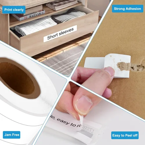 Vista 3 de NineLeaf 1 rollo (390 etiquetas) compatible con Dymo 30327 (9/16 x 3-7/16 pulgadas), carpetas de archivos blancas 1-UP etiquetas multiusos
