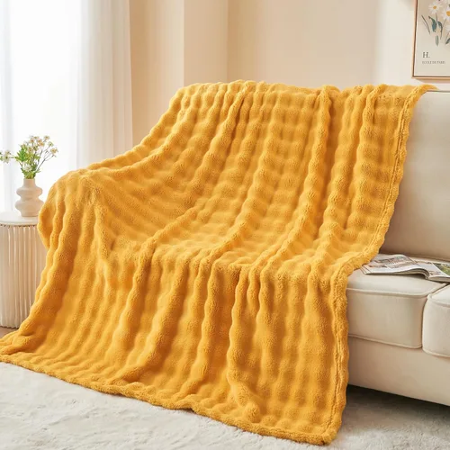 Vista 22 de NEWCOSPLAY Manta para Sofá Aqua Súper Suave de Franela Polar 3D Burbuja Ligera Manta de Cama para Uso en Todas las Estaciones (Aqua, Throw(50"x60"))