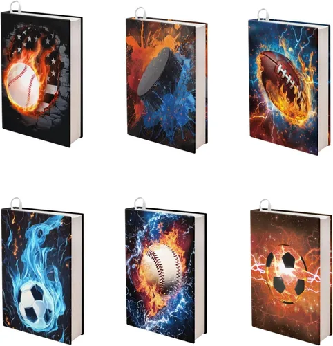 Vista 14 de Rnyleeg Paquete de 6 fundas protectoras de libros de bolsillo para niños, con temática deportiva, elástica, para amantes de los libros, estudiantes