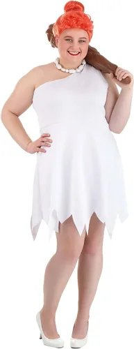Vista 2 de Disfraz de Flintstones Wilma Picapiedra de talla grande para mujer, incluye vestido y collar con opción de peluca disponible