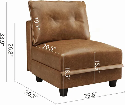 Vista 2 de LLappuil Sofá seccional modular asiento de almacenamiento de módulo medio para silla sin brazos personalizable Marrón