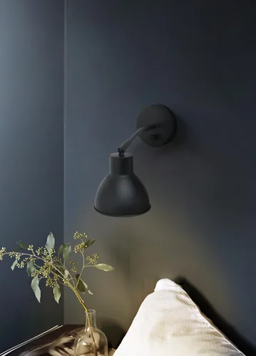 Vista 6 de Yosoan - Aplique de pared de lectura de 1 luz negro con interruptor de encendido y apagado Latón vintage industrial con ángulo de 340 grados