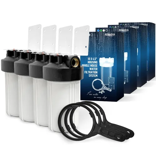 Vista 13 de Sistema purificador de filtro para toda la casa de 10 x 4.5 pulgadas de alta capacidad para agua de pozos o ciudades, botón de alivio de Verde