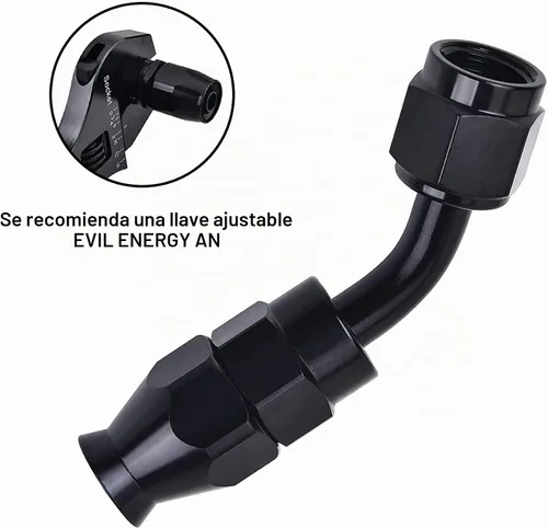 Vista 6 de EVIL ENERGY 10AN PTFE Extremo de Manguera 45 Grados Negro para Manguera PTFE Solo 2 Piezas